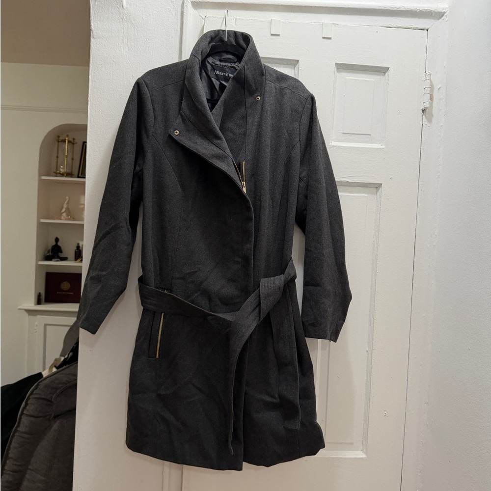 Gray Ashley's Stewart Wool Coat with Gold Zipper